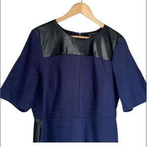 Eloquii Blue and Black Sheath Mini Dress Crew Neck Short Sleeve color block 18